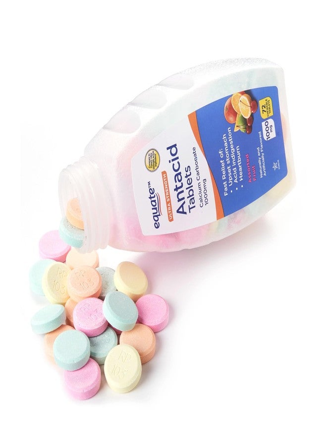 Create and Bundle Equate Ultra Strength Antacid Chewable Fruit Tablets, Over The Counter, 1000 mg, 72 Ct (Pack of 3) Total 216 Count + Createandbundle Sticker - Image 4